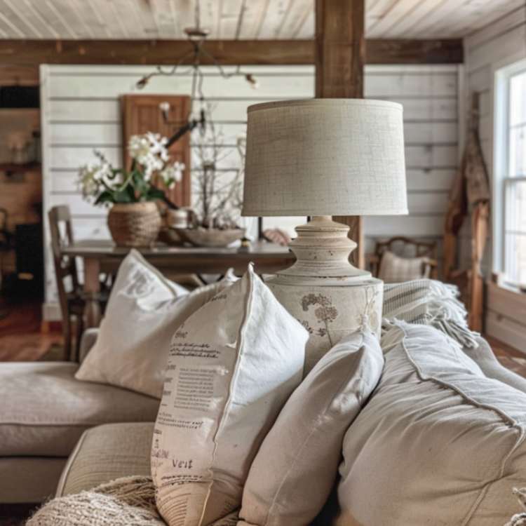 Farmhouse style rustic lamp living room