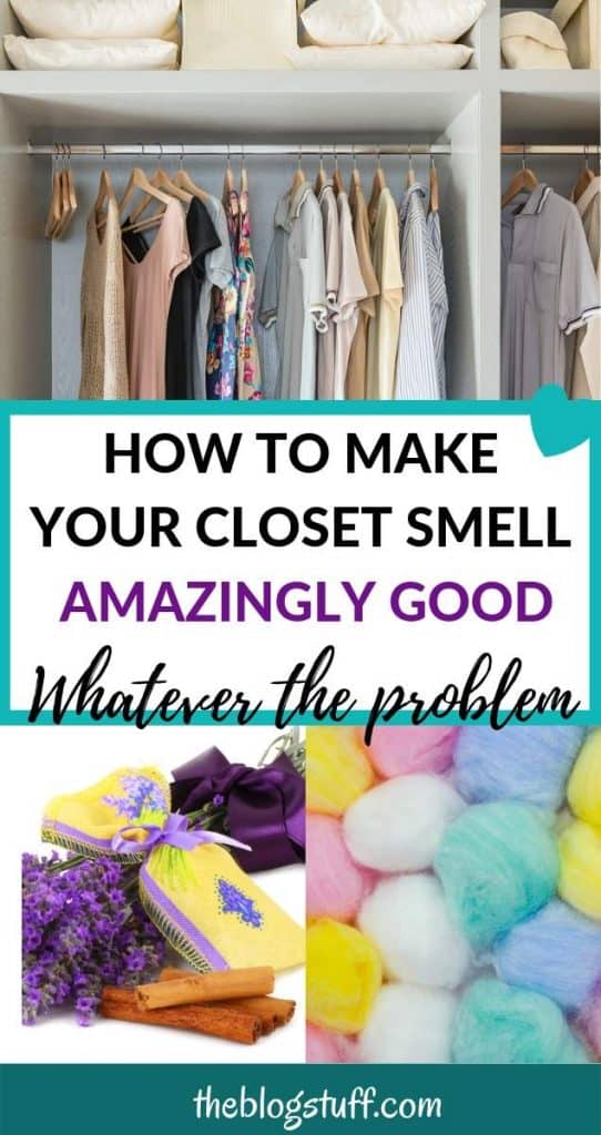 closet, cotton balls, lavender sachet with text overlay - How to make your closet smell amanzinly good whatever the smell