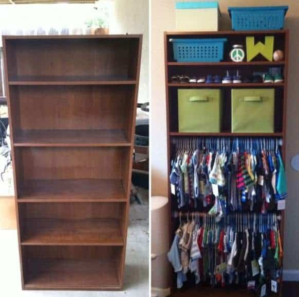 Book care transformation into baby closet