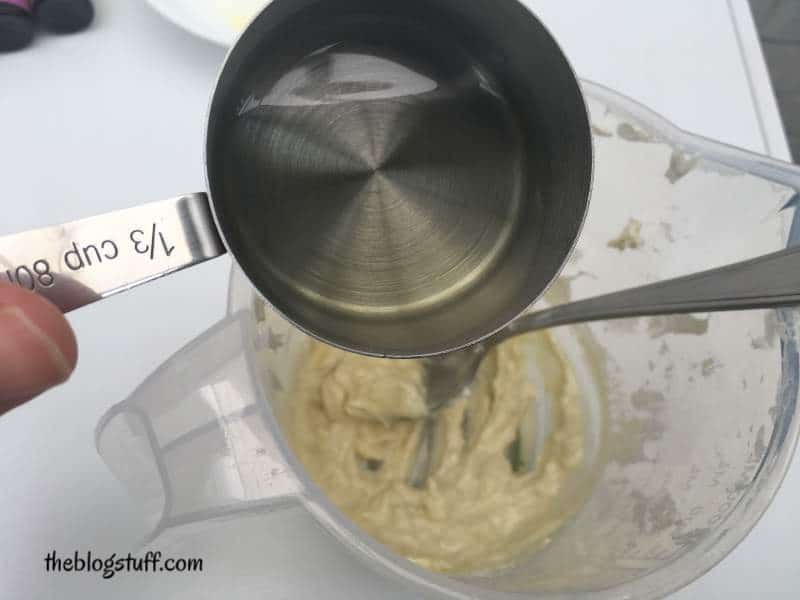 Adding grapeseed oil to the Shea butter mixture