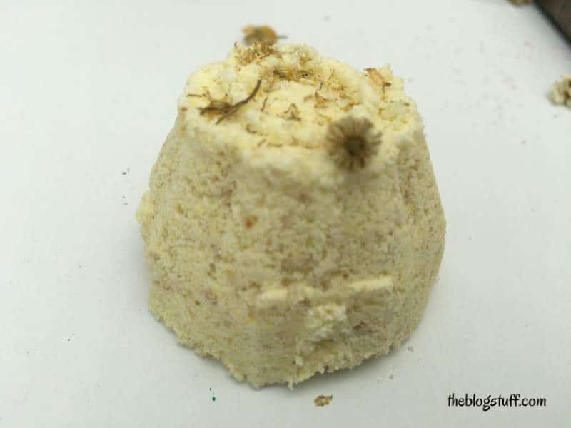 Homemade chamomile bath bomb