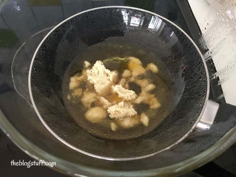 Melting Shea butter on a double boiler