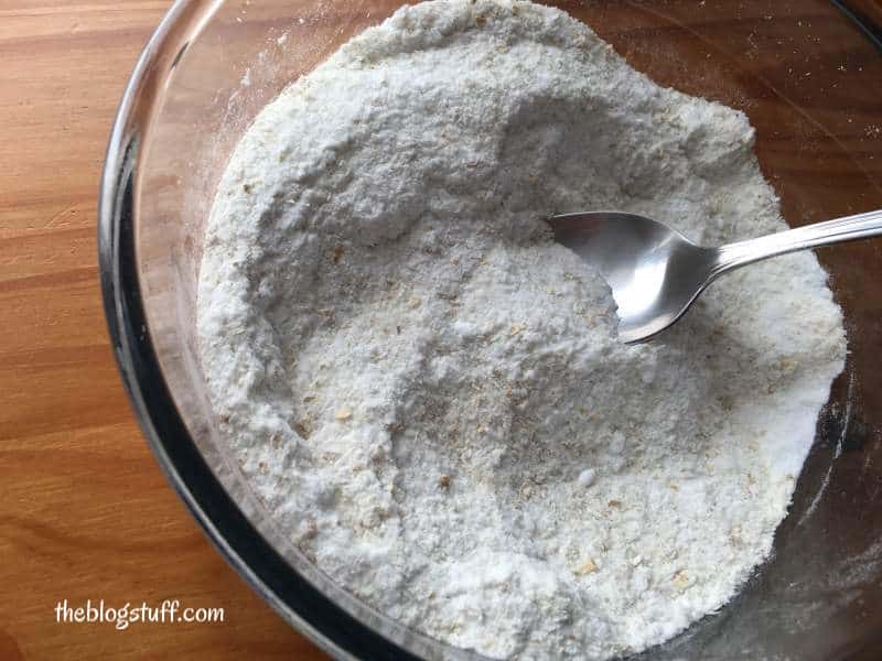 Mixing dry ingredients in a bowl