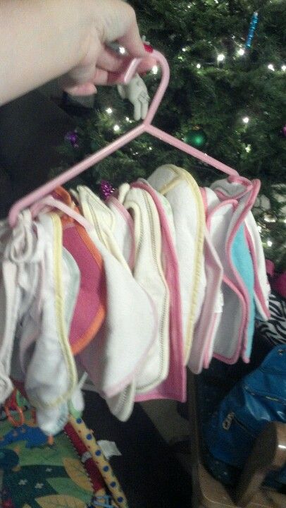 Baby bibs on a hanger