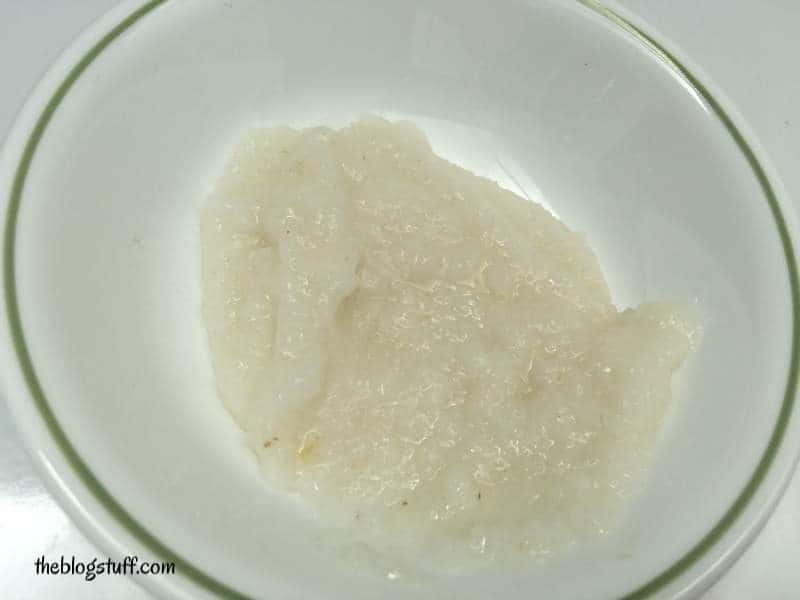 Blended cooked rice in a bowl