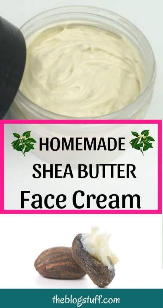 Homemade face cream with Shea butter and essential oils.