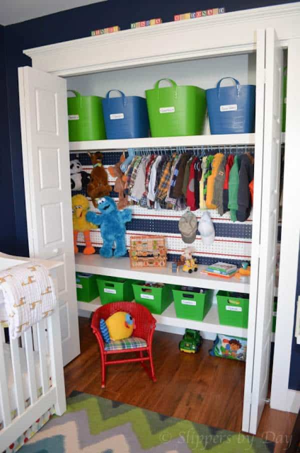 Closet storage ideas for baby clothes