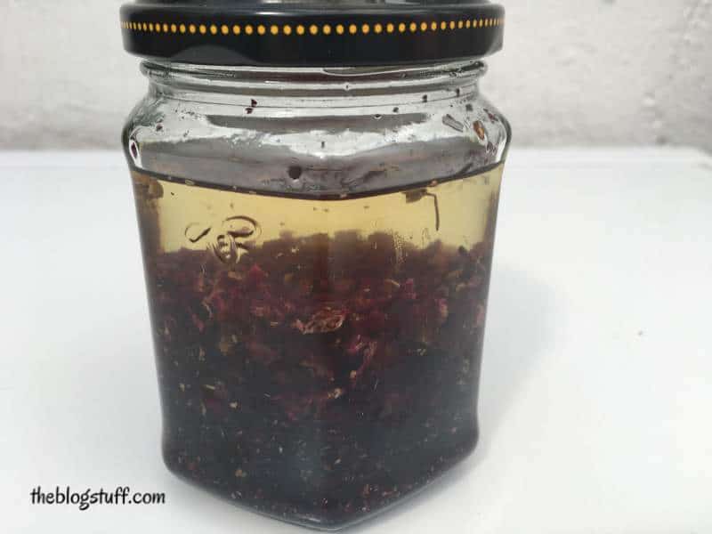 Hibiscus almond-infused oil jar