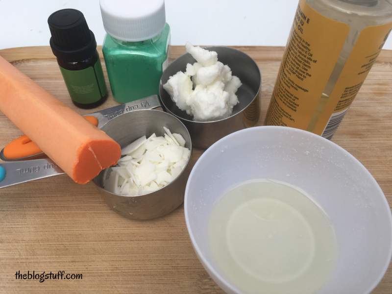 Orange and mint lip balm ingredients