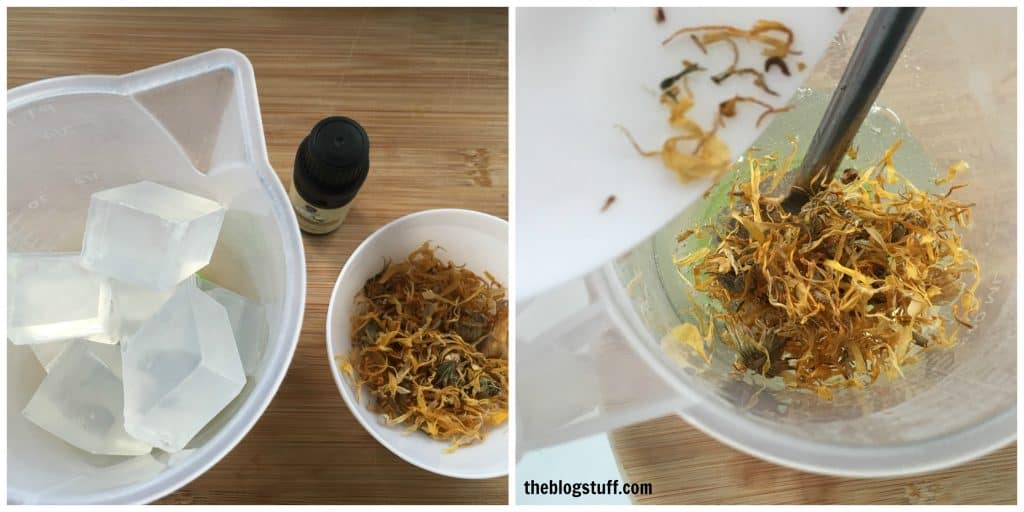 Combining calendula massage soap ingredients