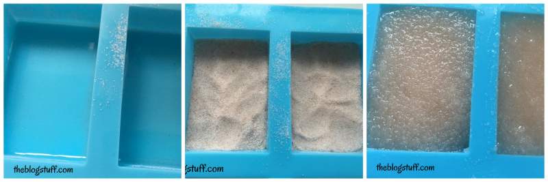 Coconut sugar scrub mixture in silicon molds