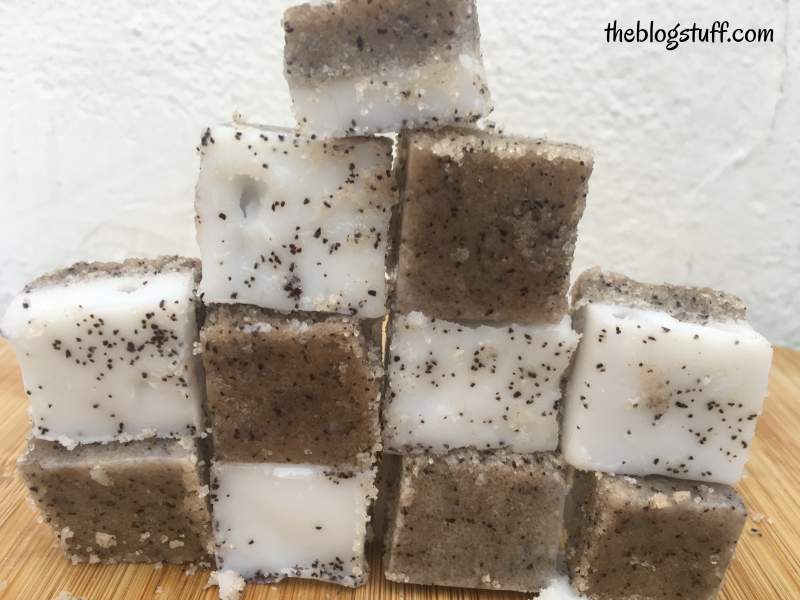 DIY coffee and coconut oil scrub cubes