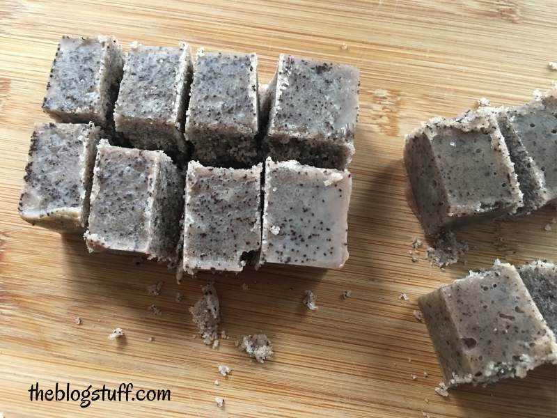 Sugar scrub cubes cut into small cubes