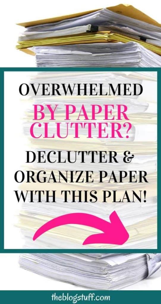 Overwhelmed by paper clutter? Follow this paper clutter master plan and organize piles of paper.