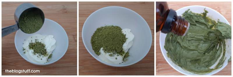 Making a DIY matcha green tea face mask 