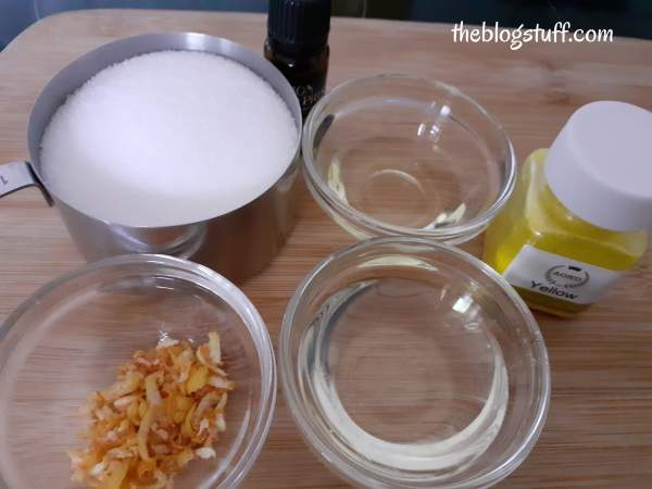 DIY lemon sugar scrub ingredients