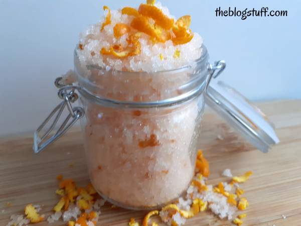 DIY orange scrub in a Mason jar