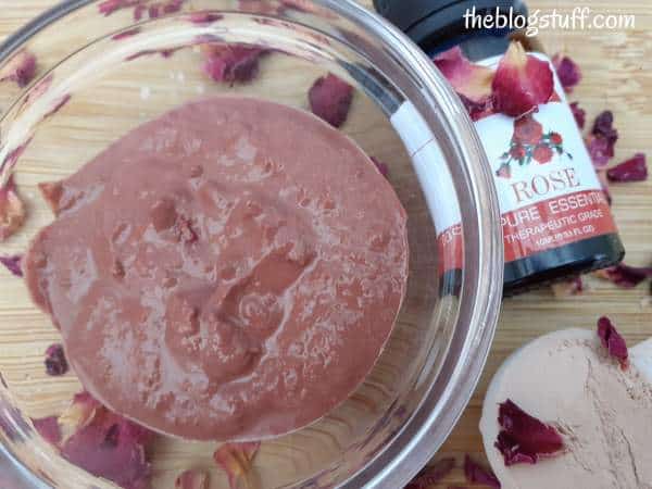 DIY pink clay face mask in a container