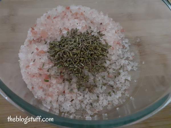 Himalayan salts and dried lavender 