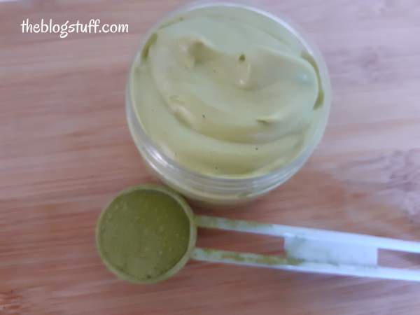 Diy matcha face mask in a container