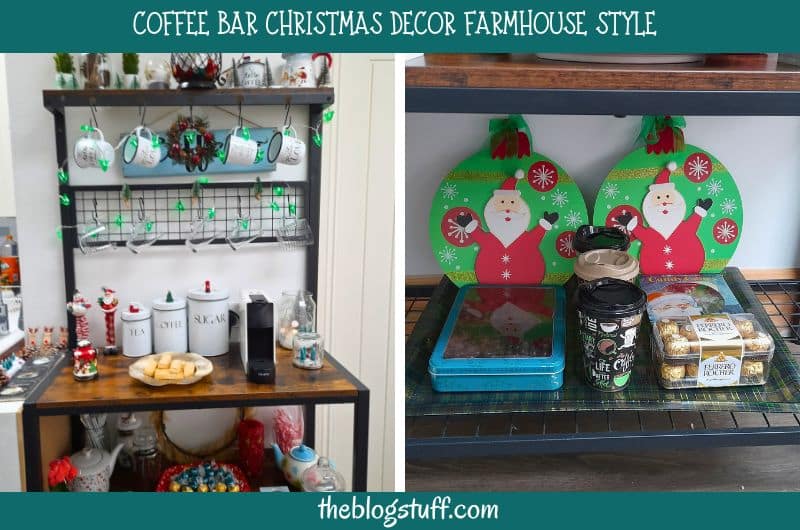 Christmas decorated kitchen bar farmhouse style