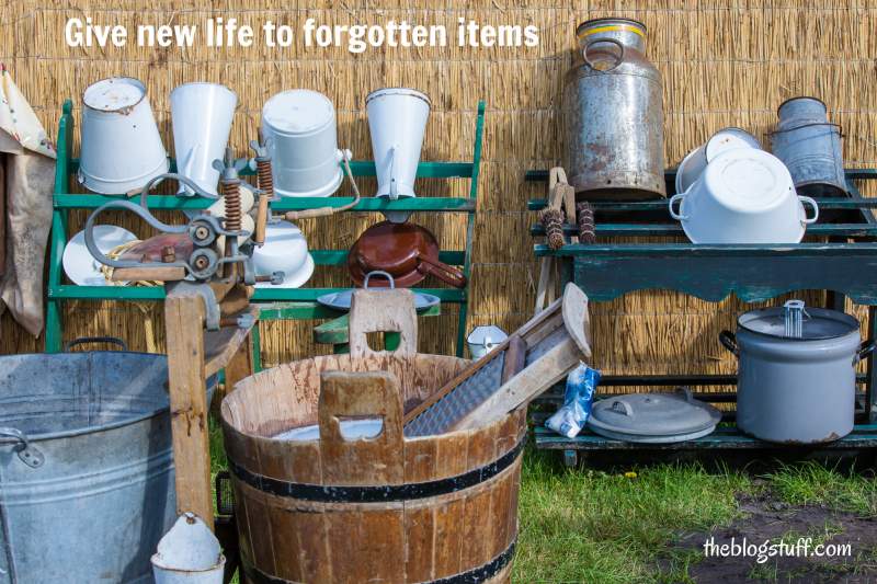 Metal buckets and other garden items