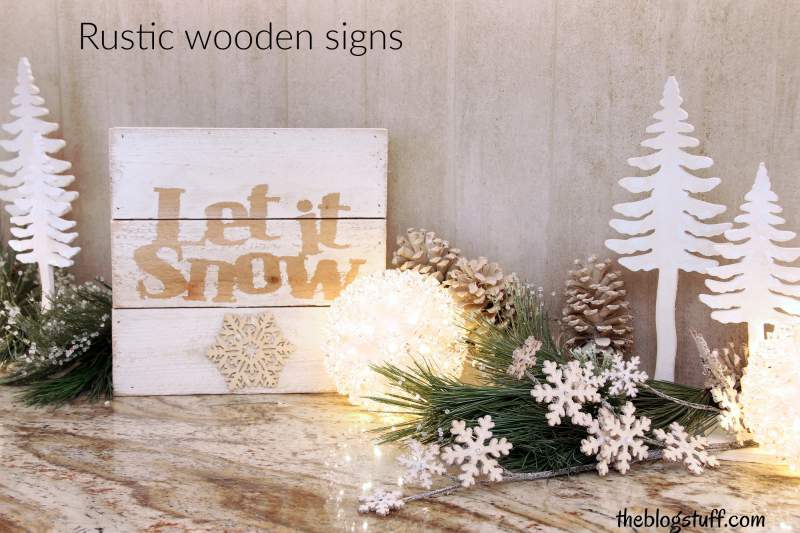 Christmas rustic sign and ornaments