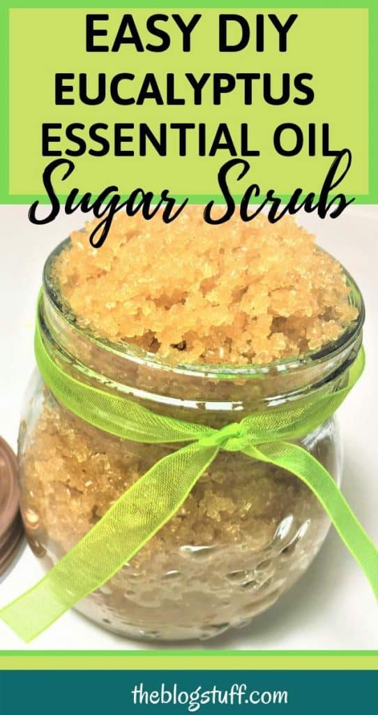 Homemade eucalyptus sugar scrub in a jar