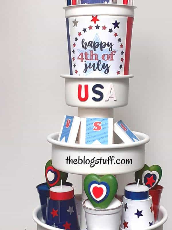 USA 4 of July tiered tray decor