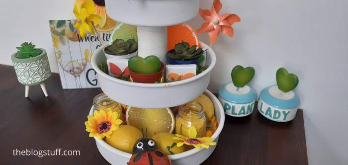 DIY summer tiered tray decor