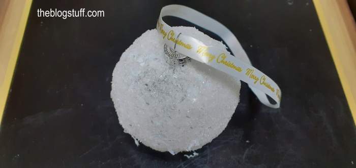 DIY Christmas bauble covered with salt