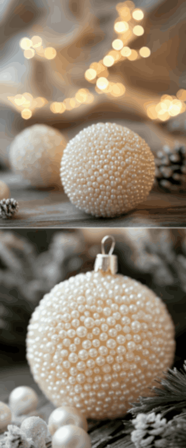 Perl encrusted bauble ornament