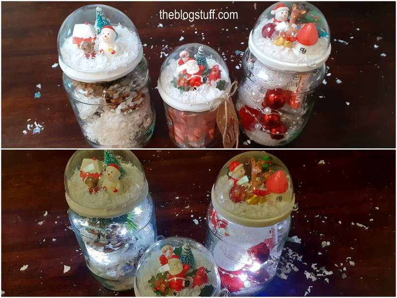 DIY Christmas Mason jar snow globes 