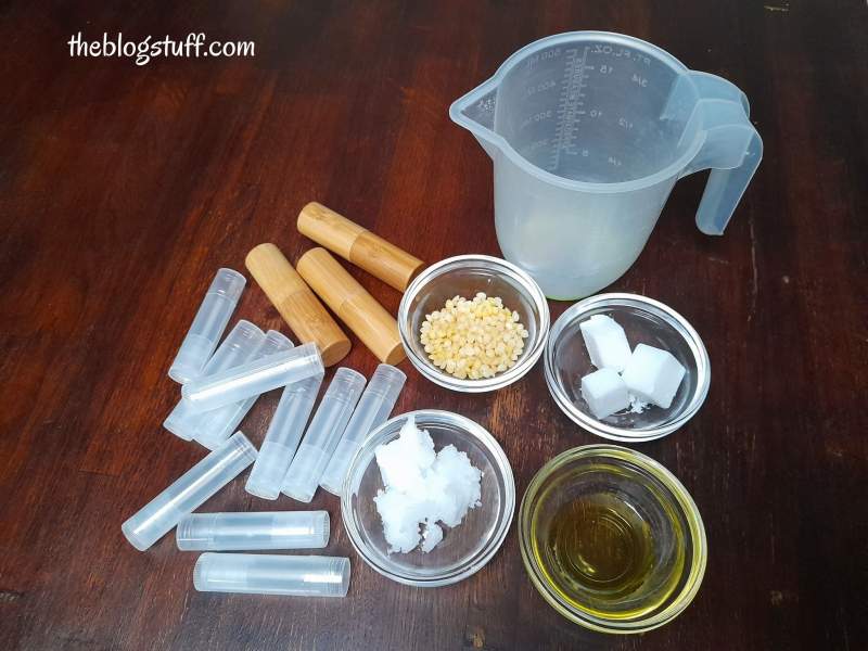 Ingredients to make lip balm