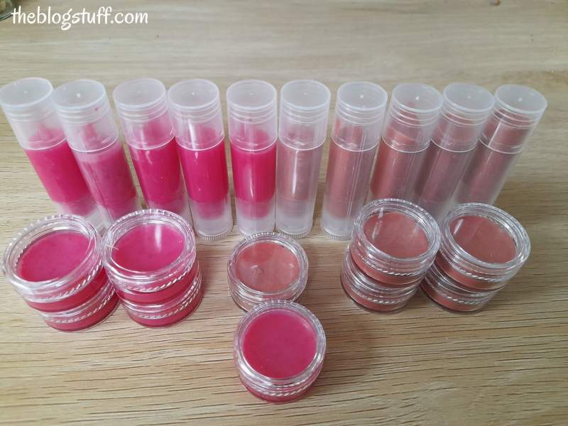 Pink and brown homemade lip balm 