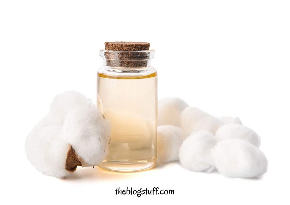 Cotton balls and essential oil bottle to eliminate bad odor closet