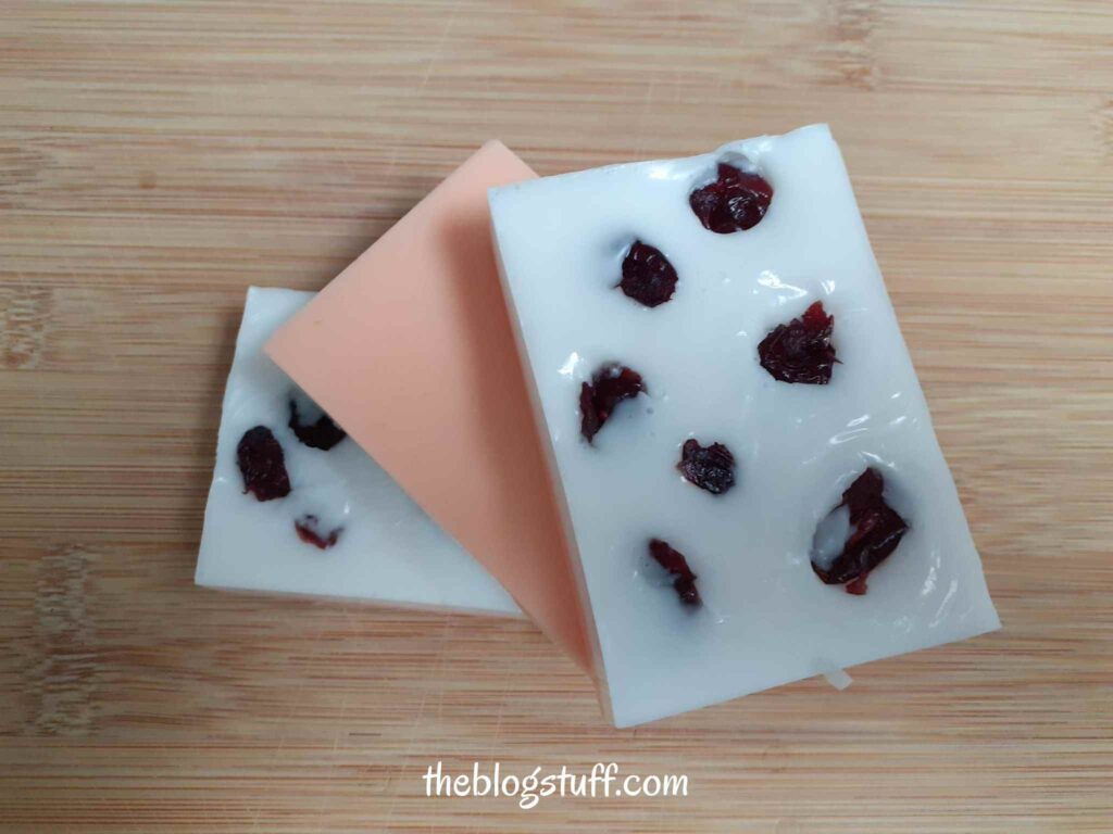 3 Cranberry and orange soap bars