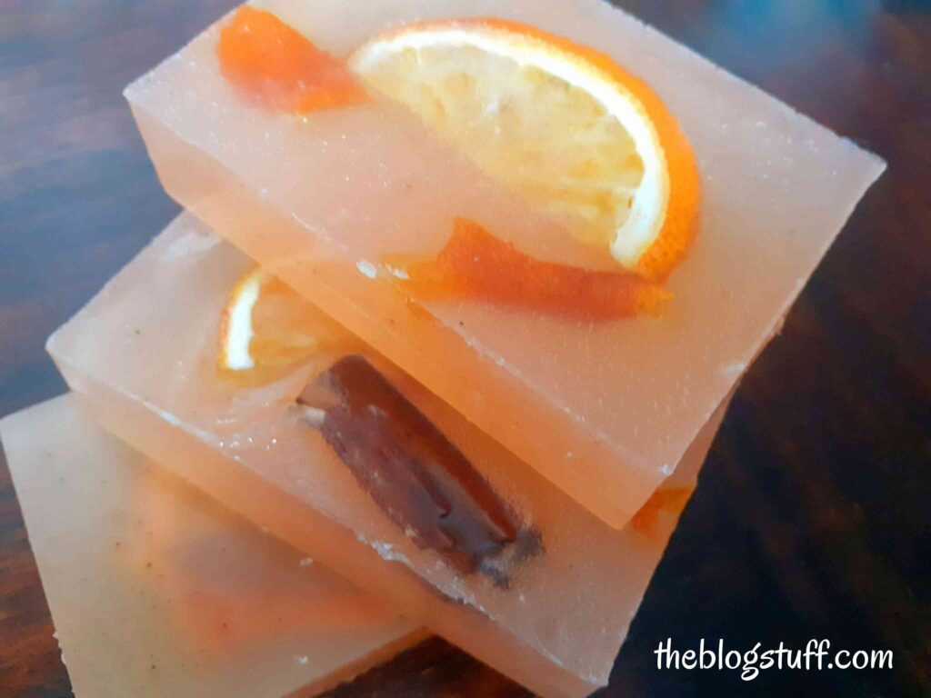  3 Homemade orange soap bars