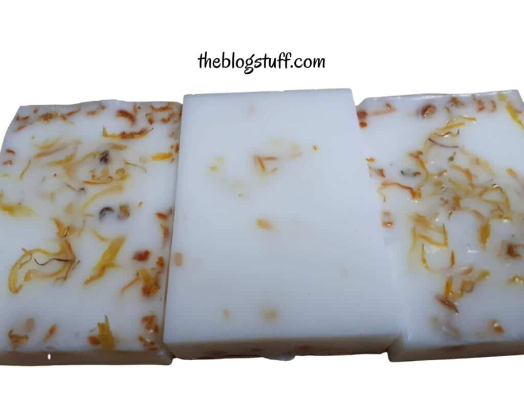 3 calendula and orange zest soap bars