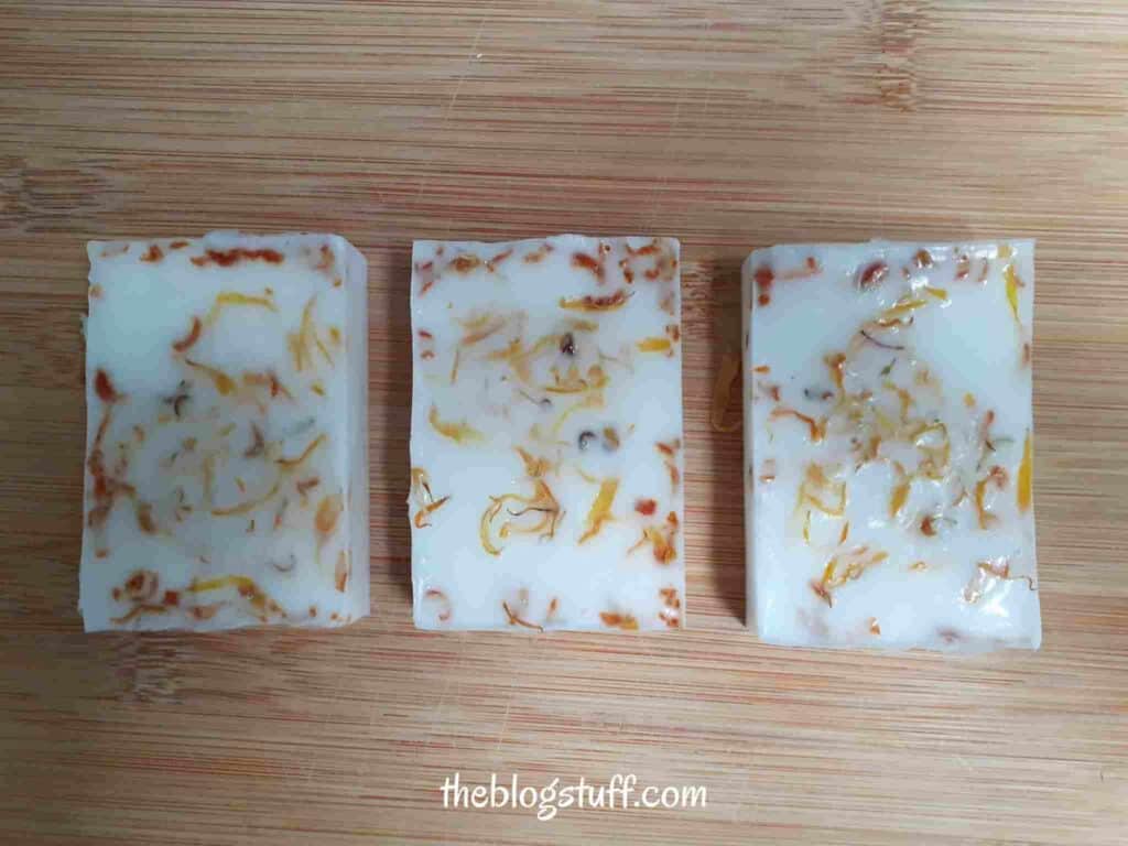 3 Orange and calendula soap bars