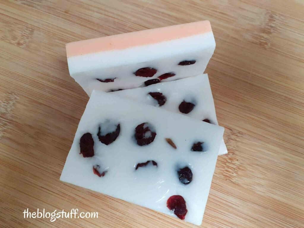 3 orange and cranberry soap bars