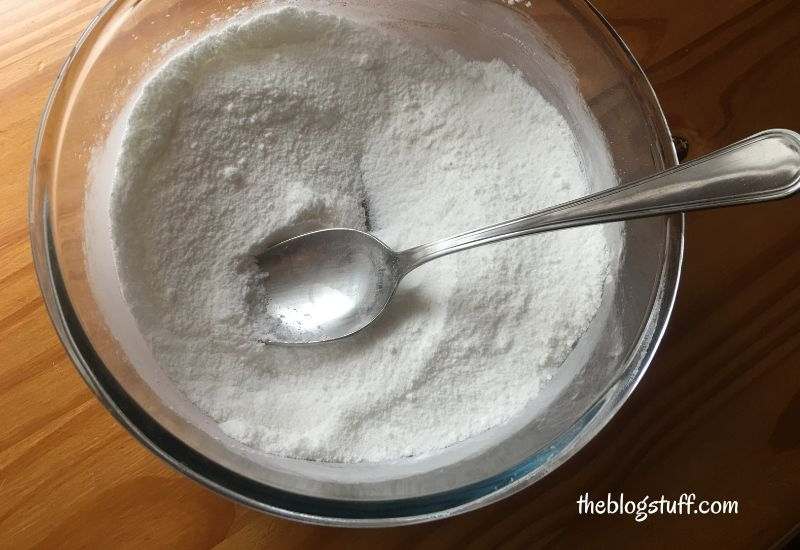 Chamomile bath bombs dry ingredients in a bowl