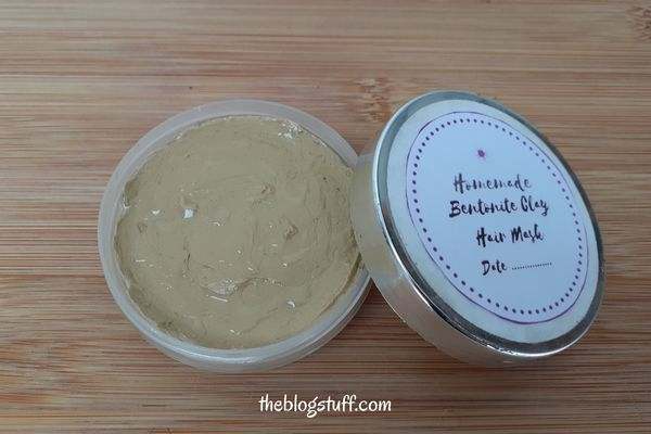 DIY Bentonite hair mask in a container