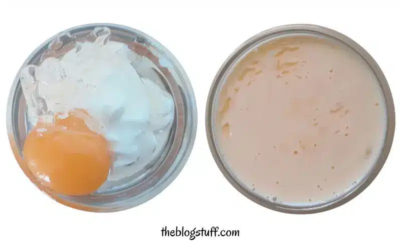 Egg yolk and cream mask in a container