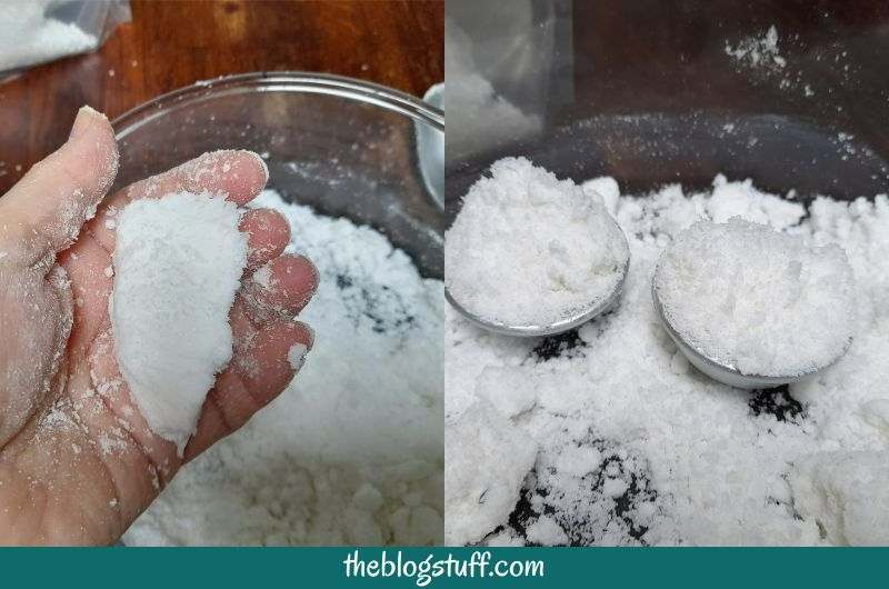 A hand with toilet bomb mixture and a bath bomb mold