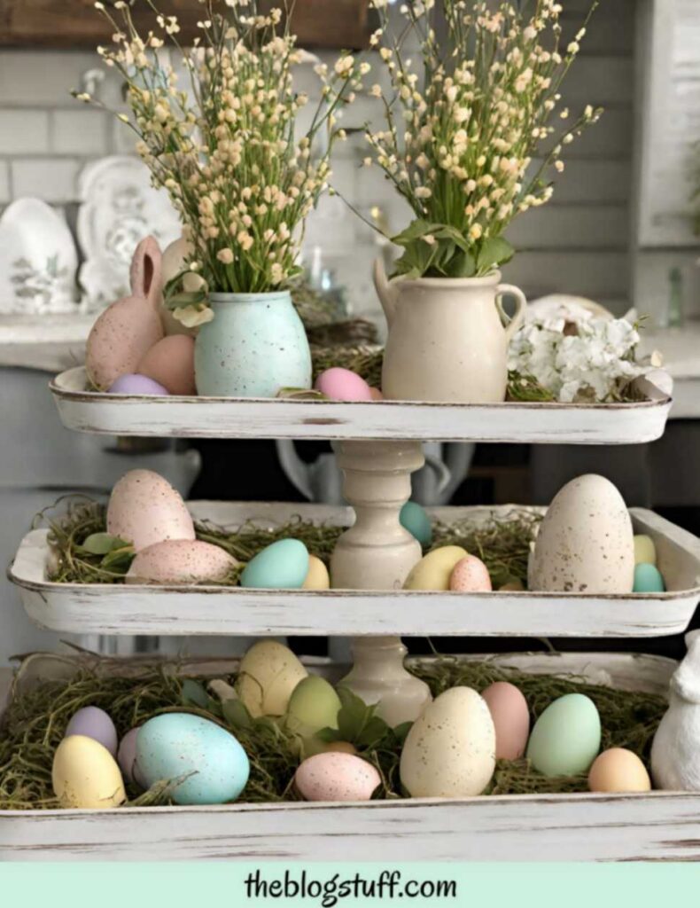 3 tier square tray Easter decor