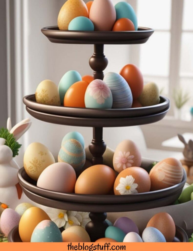 4 tier colorful Easter eggs decor