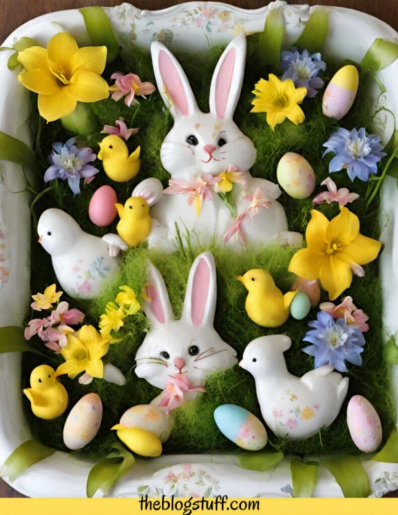 bunny eggs Easter tray decor