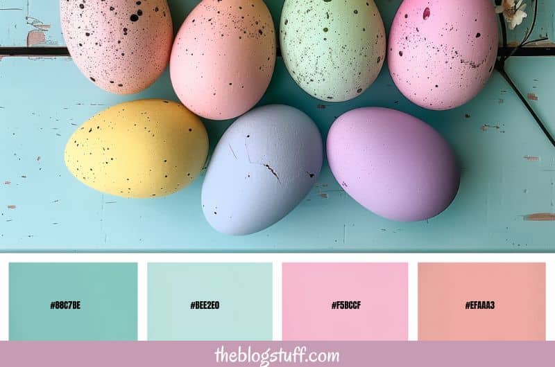 Pastel Easter eggs on a blue background