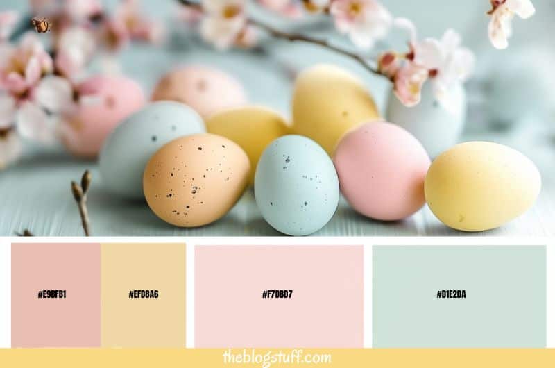 Pastel Easter eggs and flowers